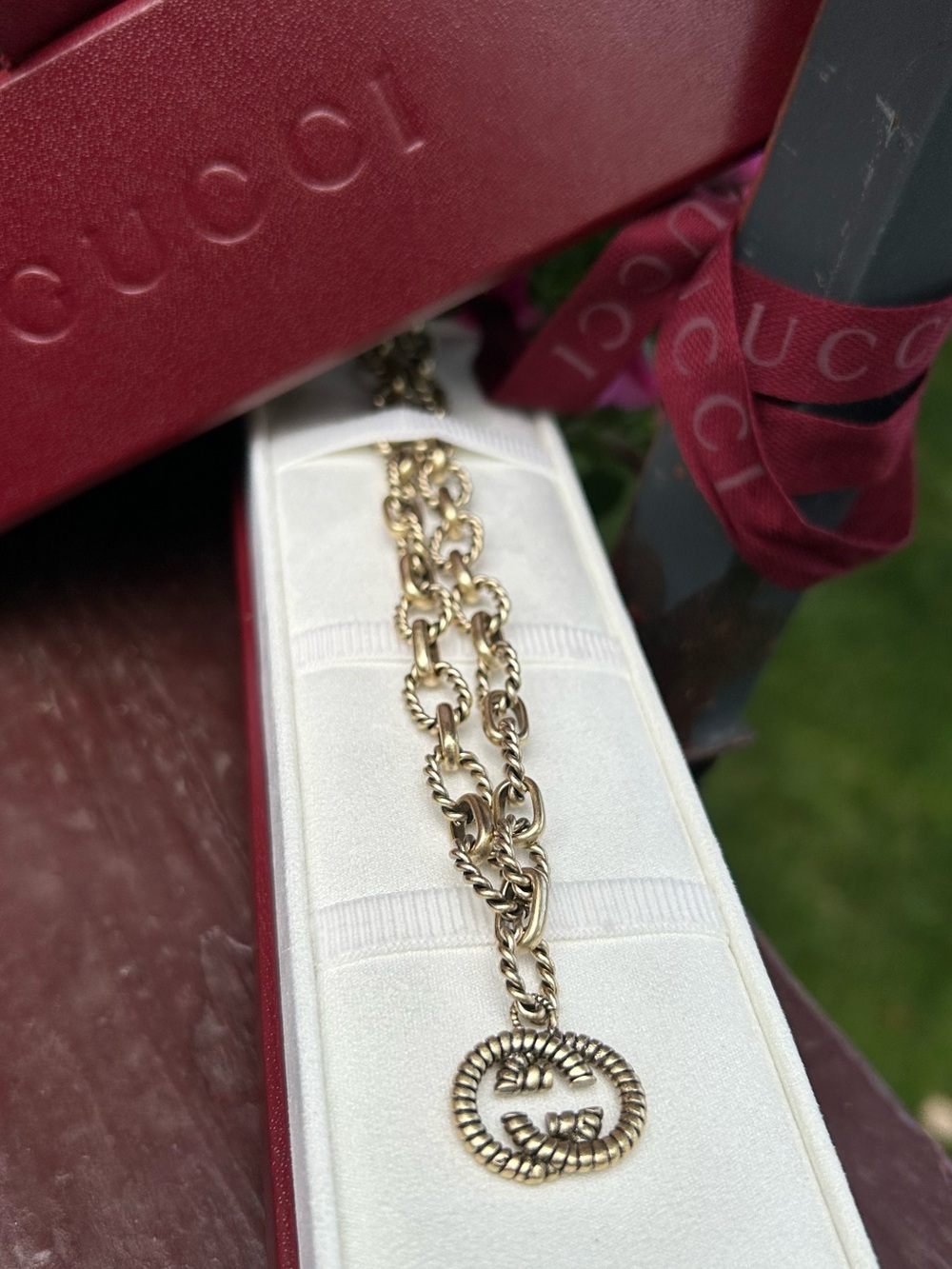 Authentic Gucci Gold Rope-Link Pendant Necklace
